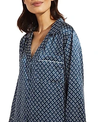 Inez Printed Washable Silk Long Pajama Set