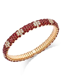Zydo 18K Rose Gold Stretch Collection Ruby & Diamond Flower Motif Bracelet