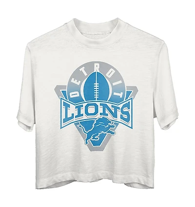 Junk Food Clothing Women's Nfl Detroit Lions Mock Neck Crop Tee