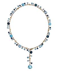 Marco Bicego 18K Yellow Gold Paradise Topaz Swiss Blue Topaz, London Blue Topaz & Diamond Lariat Necklace, 17.25
