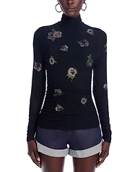 Pansies Mesh Turtleneck Top - Exclusive