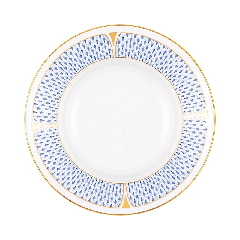 Herend Art Deco Blue Rim Soup Plate