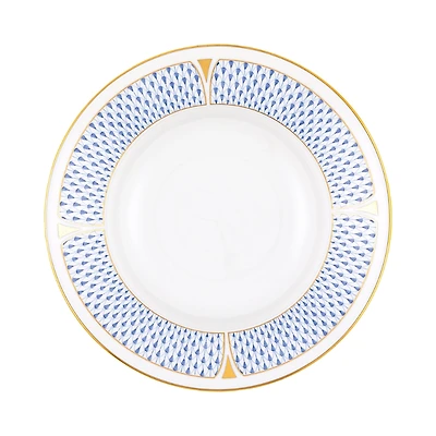 Herend Art Deco Blue Rim Soup Plate