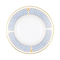 Herend Art Deco Blue Rim Soup Plate
