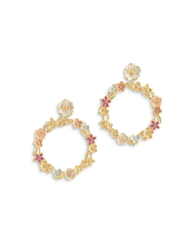 Wildflower Enamel Hoop Earrings