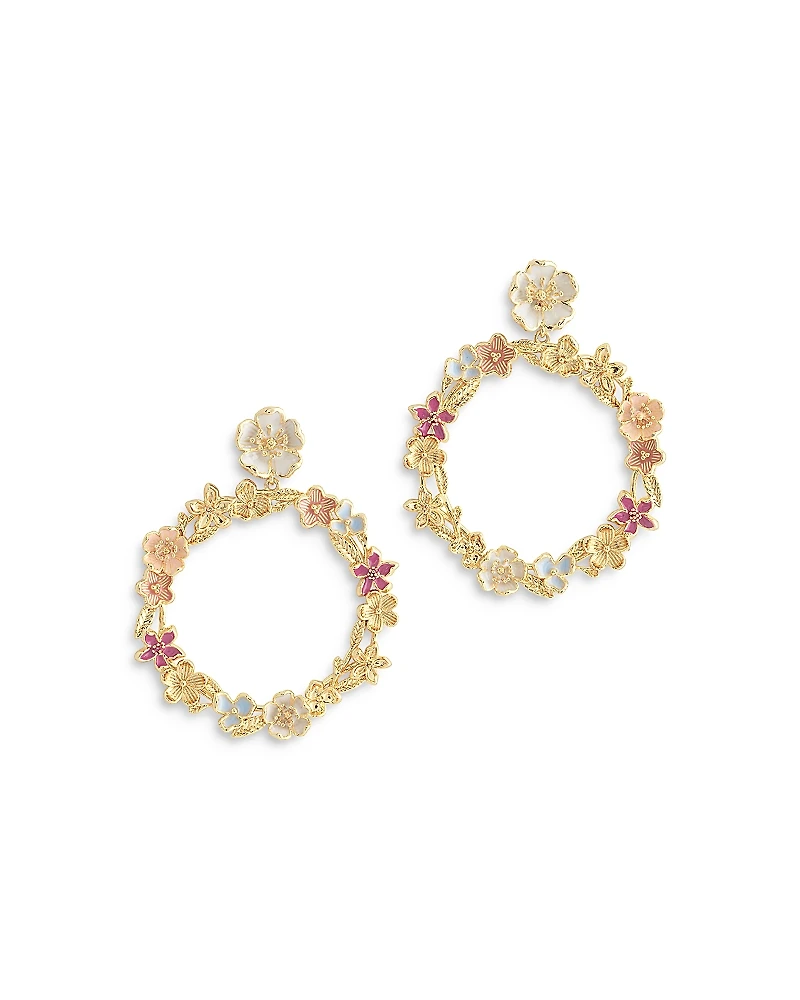 Anabel Aram Wildflower Enamel Hoop Earrings