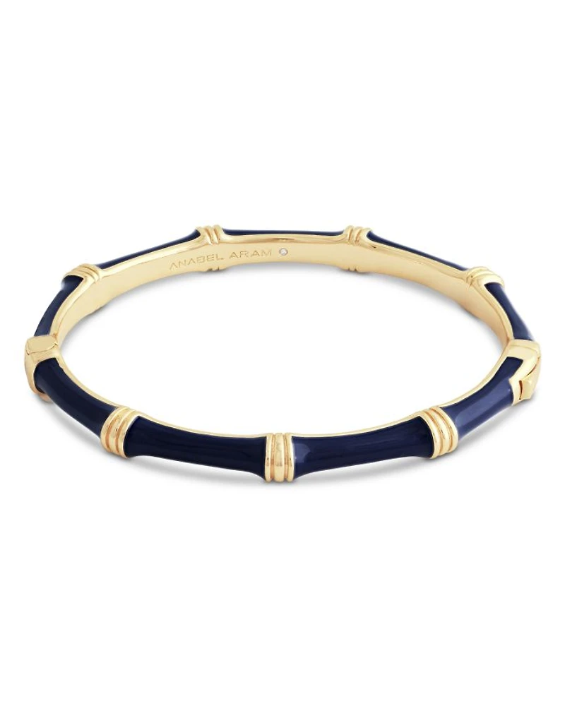 Enamel Bamboo Shaped Hinge Bangle Bracelet