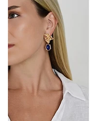 Lapis Oval Bead Drop Earrings