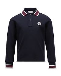 Moncler Boys' Cotton Tipped Long Sleeve Polo Shirt - Big Kid