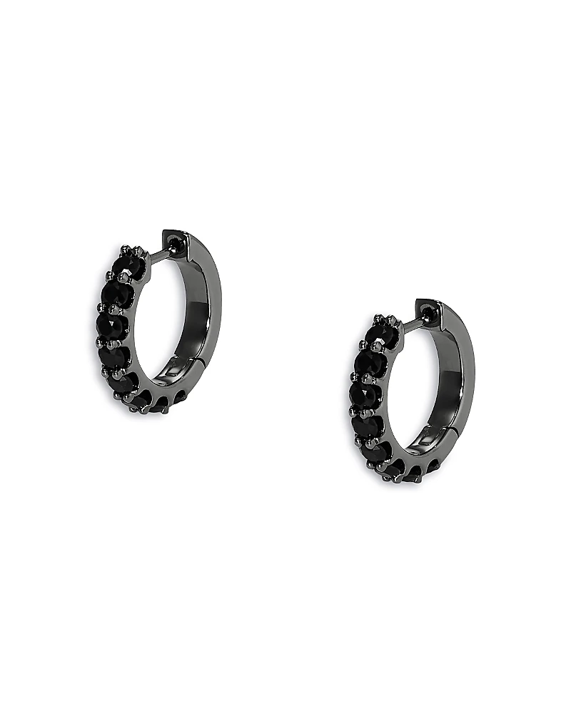 Nadri Black Cubic Zirconia Huggie Hoop Earrings