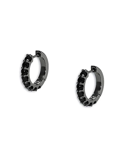 Nadri Black Cubic Zirconia Huggie Hoop Earrings