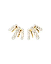 Nadri Imitation Pearl Multirow J Hoop Earrings