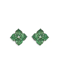 18K Yellow Gold Fiore Tsavorite & Diamond Pavé Flower Small Stud Earrings