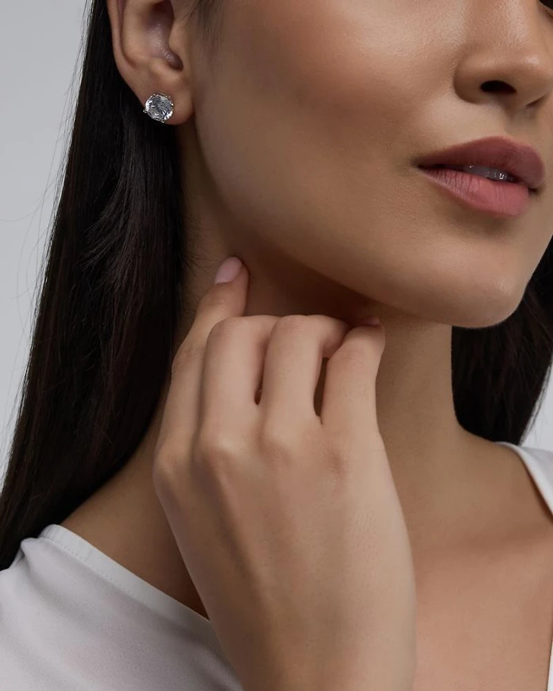 Certified Lab Grown Diamond Stud Earrings 18K White Gold