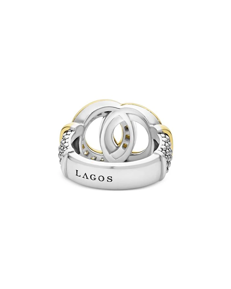 Two Tone Interlocking Diamond Statement Ring, 0.34 tcw
