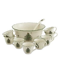 Spode Christmas Tree 10-Piece Punch Bowl Set