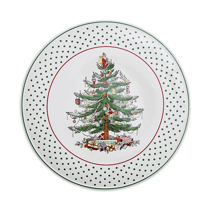 Spode Christmas Tree Polka Dot Cake Plate