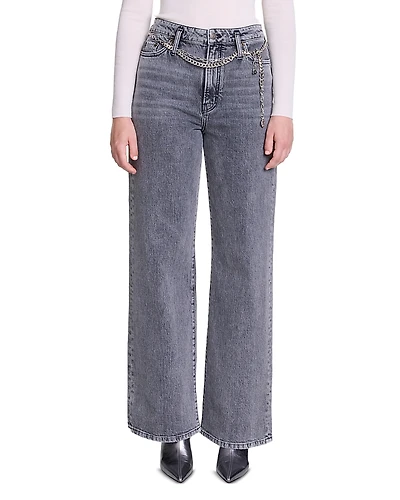 Maje Belted Wide Leg Jeans
