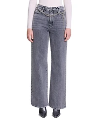 Maje Belted Wide Leg Jeans