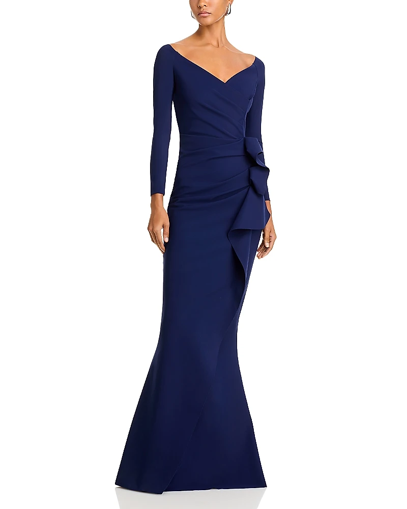 Chiara Boni La Petite Robe Silveria Side Ruffle Gown