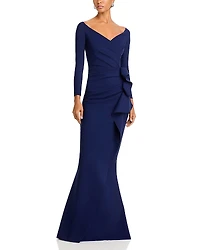 Chiara Boni La Petite Robe Silveria Side Ruffle Gown