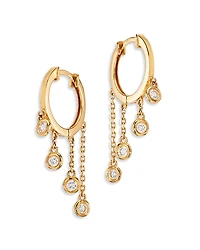 Moon & Meadow 14K Yellow Gold Lab Grown Diamond Bezel Dangle Hoop Earrings
