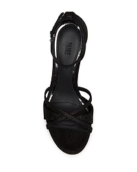 Women's Violet Almond Toe Studded Strappy High Heel Sandals