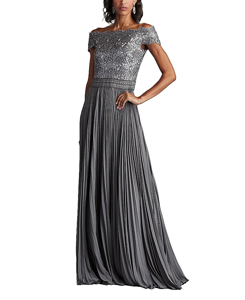 Tadashi Shoji Bode Sequin Embroidered Lace and Tulle Gown