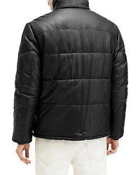 Raya Leather Quilted Full Zip Puffer Jacket