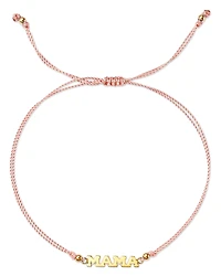 Zoe Chicco 14K Yellow Gold Midi Bitty Symbols Mama Pink Cord Bolo Bracelet