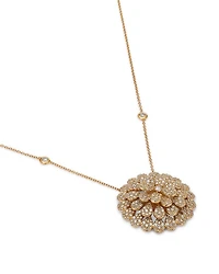 Diamond Pavé Flower Pendant Necklace in 14K Yellow Gold, 1.50 tcw