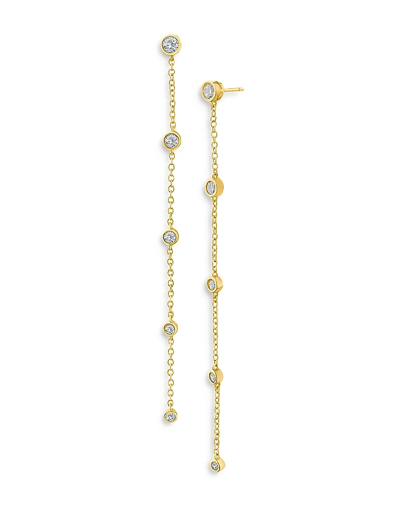 Kenneth Jay Lane Delicate Cubic Zirconia Chain Drop Earrings