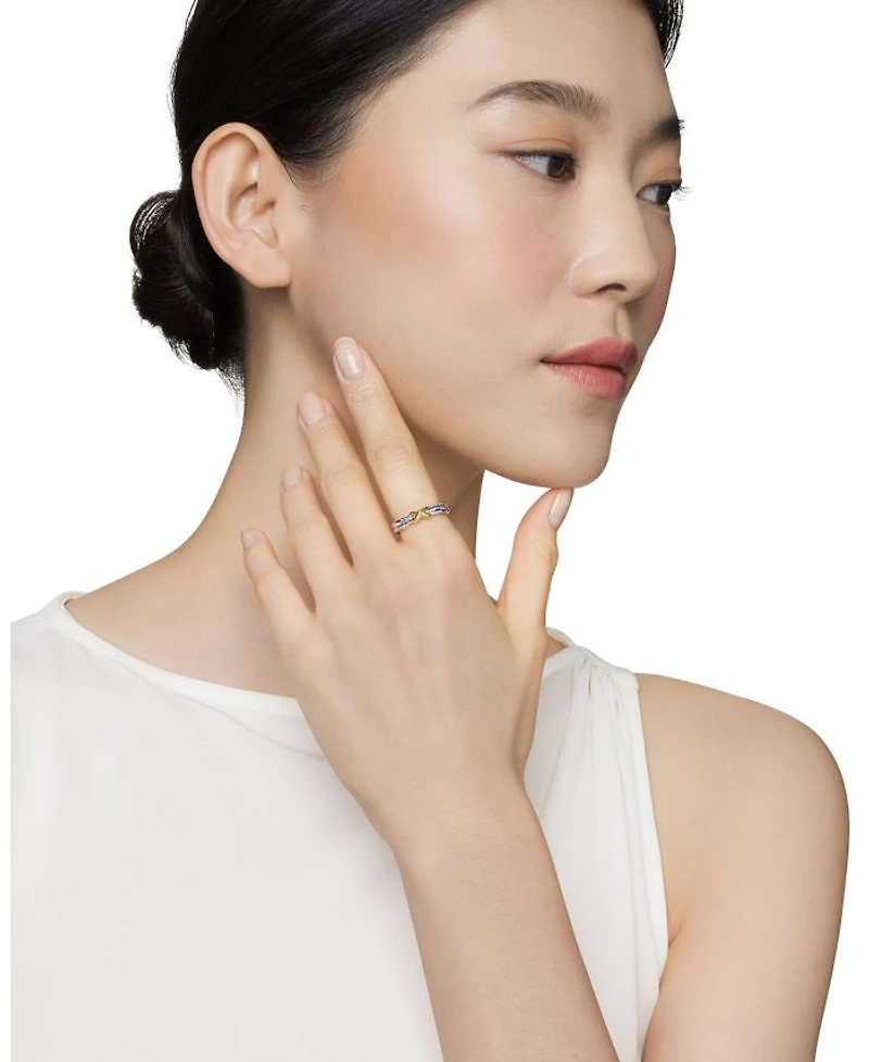 Petite X Ring Sterling Silver with 18K Yellow Gold, 4mm