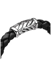 Men's Chevron Bracelet Black Rubber and Sterling Silver, 8mm