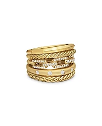 Stax Five Row Ring 18K Yellow Gold with Diamonds, 15mm