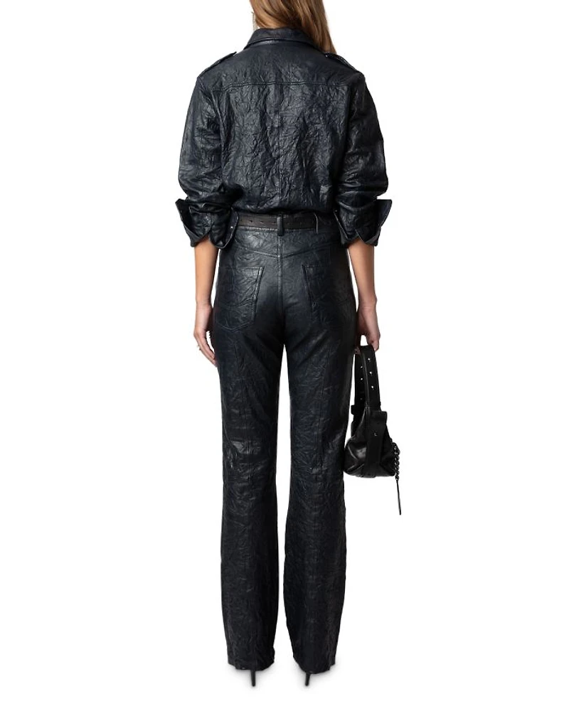 Taska Cuir Froisse Leather Shirt