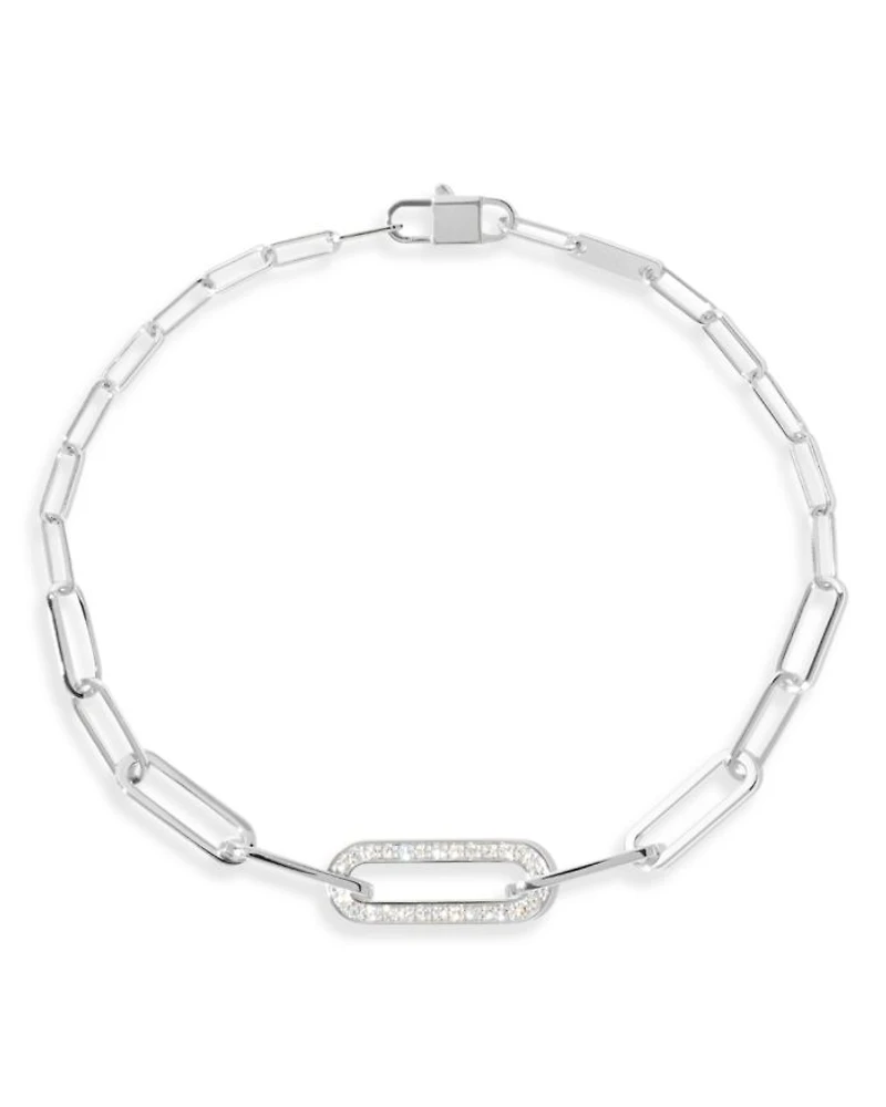 18K White Gold Maillon Diamond Pavé Small Link Bracelet