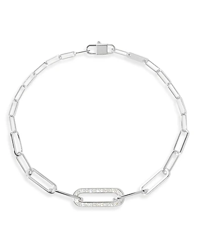 Dinh Van 18K White Gold Maillon Diamond Pave Small Link Bracelet