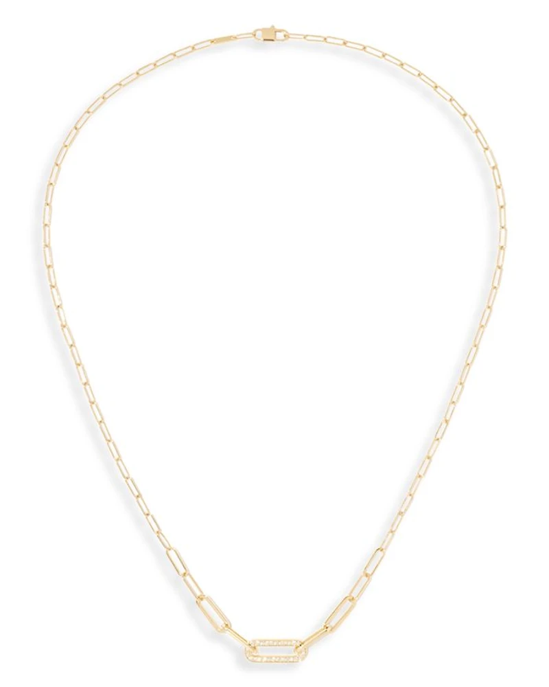 18K Gold Maillon Diamond Pavé Link Pendant Necklace