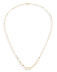 18K Gold Maillon Diamond Pavé Link Pendant Necklace