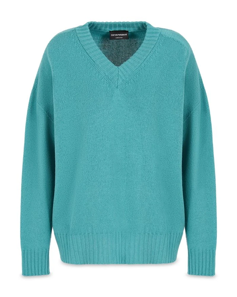 Seamless Plain Knit V Neck Sweater