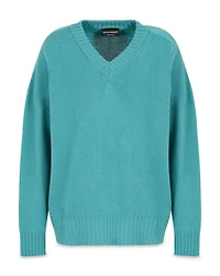 Seamless Plain Knit V Neck Sweater