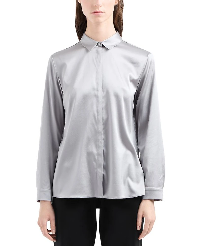 Button Up Shirt Stretch Silk