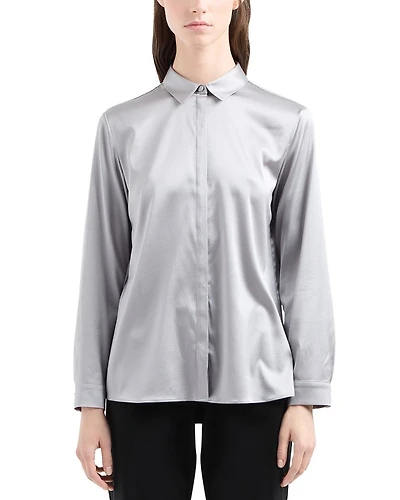 Button Up Shirt Stretch Silk