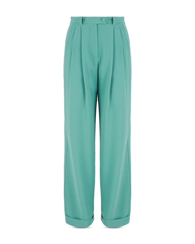 Stretch Polyester Trousers with Rolled Cuffs