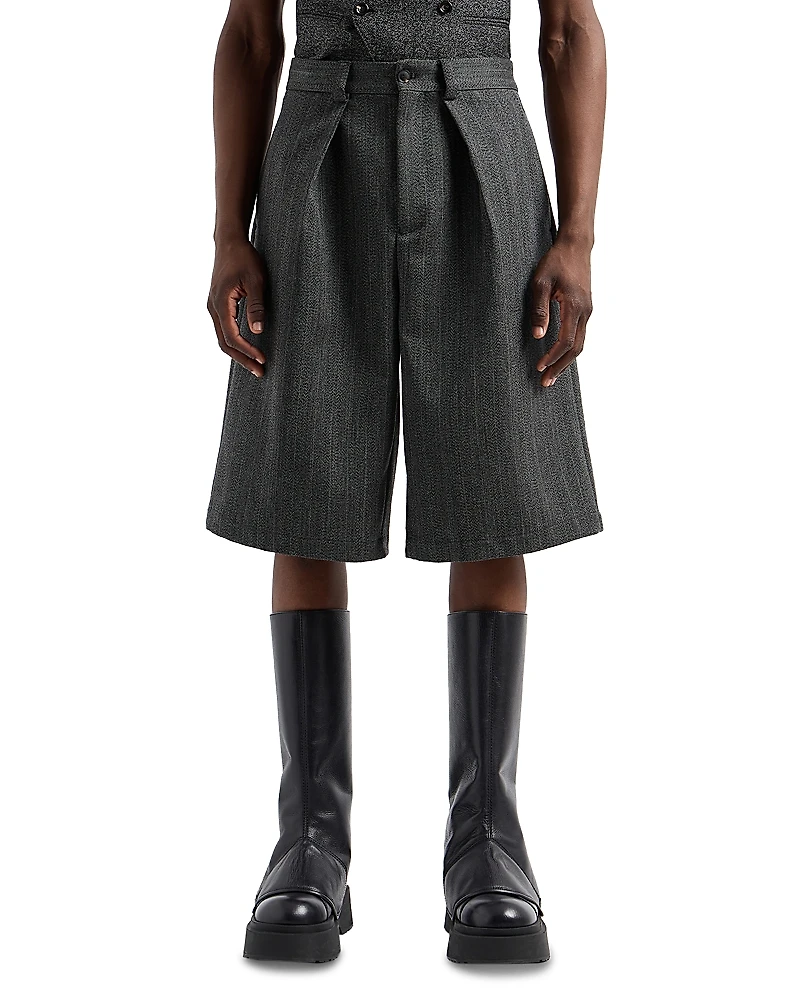 Emporio Armani Wool Heavy Mouline Chevron Jacquard Over