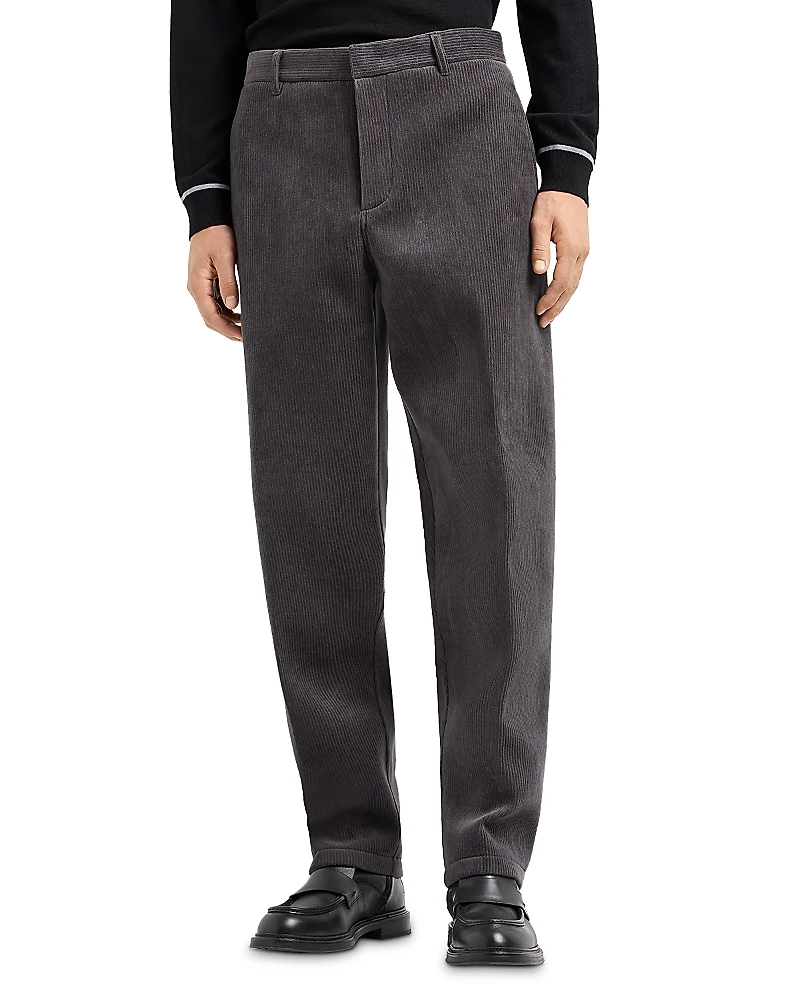 Emporio Armani Cotton Blend Ribbed Velour Regular Fit Pants