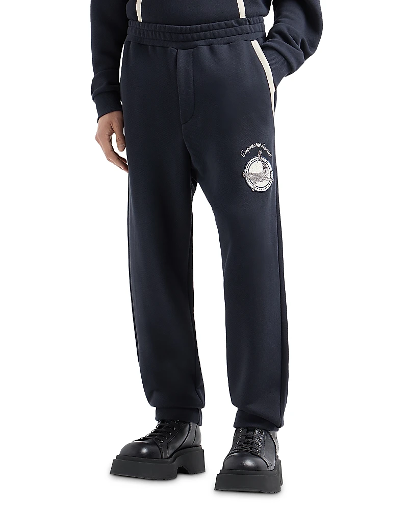 Emporio Armani Cotton Twill Whale Patch Regular Fit Joggers
