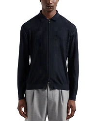 Travel Essentials Wool Ribbed Effect Full Zip Polo Cardigan