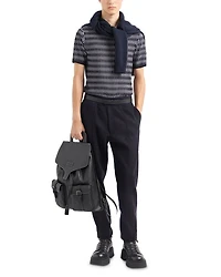 Allover Geometric Jacquard Motif Wool T Shirt